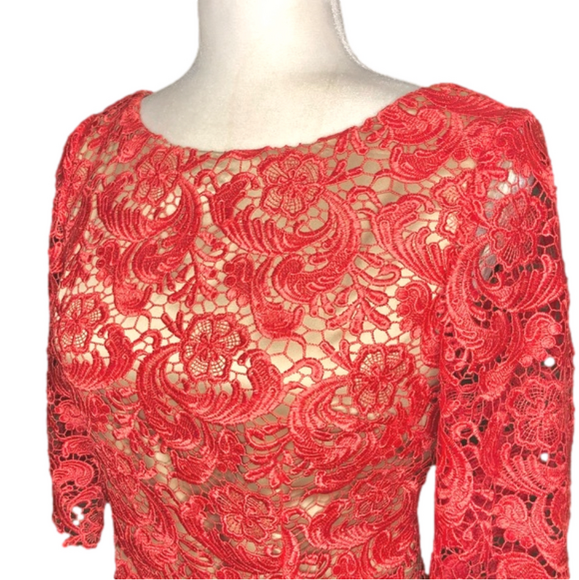 Eliza J. coral and gold lace dress - Picture 2 of 7